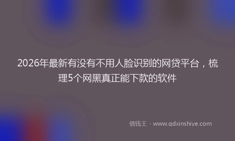 2026年最新有没有不用人脸识别的网贷平台，梳理5个网黑真正能下款的软件