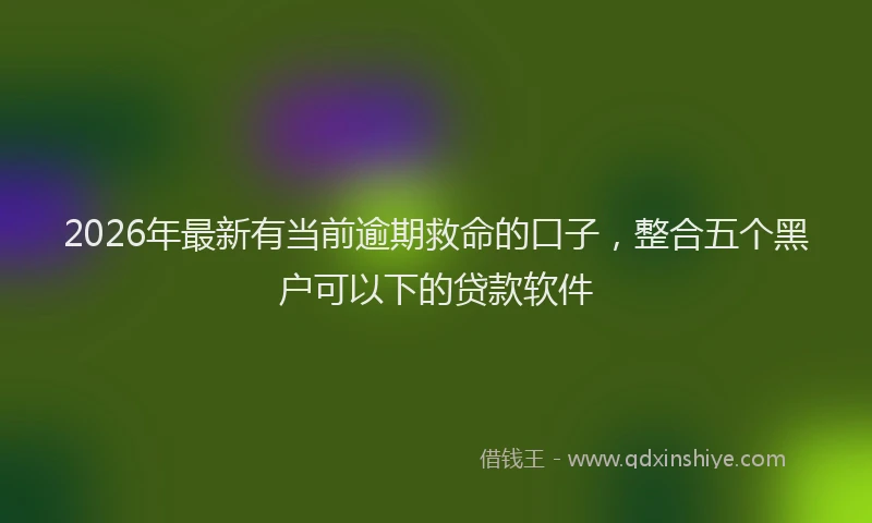 2026年最新有当前逾期救命的口子，整合五个黑户可以下的贷款软件