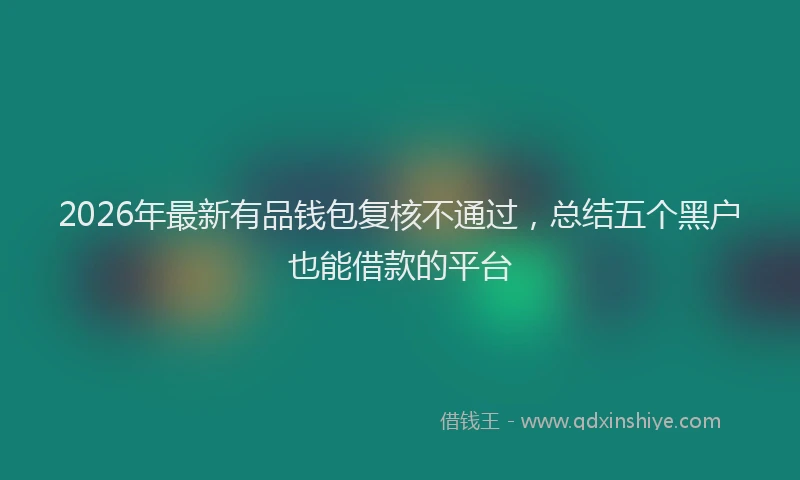 2026年最新有品钱包复核不通过，总结五个黑户也能借款的平台