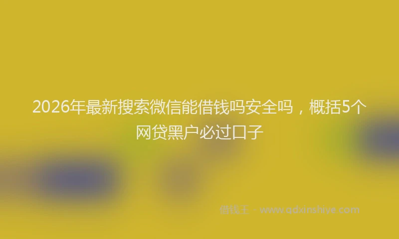 2026年最新搜索微信能借钱吗安全吗，概括5个网贷黑户必过口子