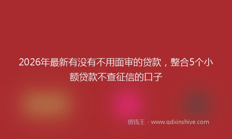 2026年最新有没有不用面审的贷款，整合5个小额贷款不查征信的口子