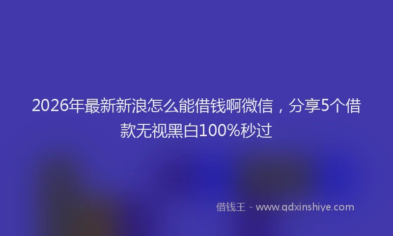2026年最新新浪怎么能借钱啊微信，分享5个借款无视黑白100%秒过