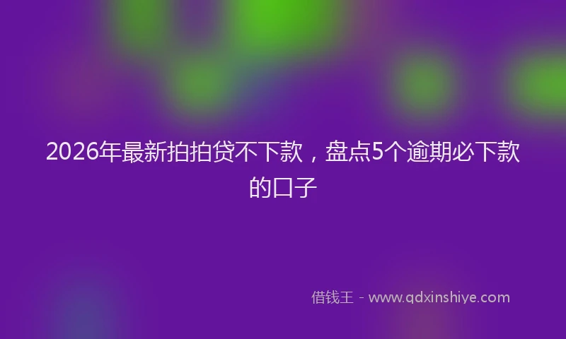 2026年最新拍拍贷不下款，盘点5个逾期必下款的口子