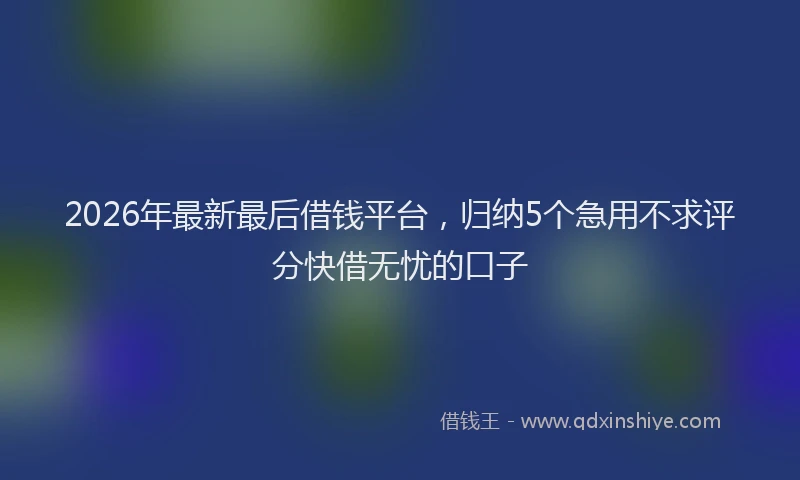 2026年最新最后借钱平台，归纳5个急用不求评分快借无忧的口子