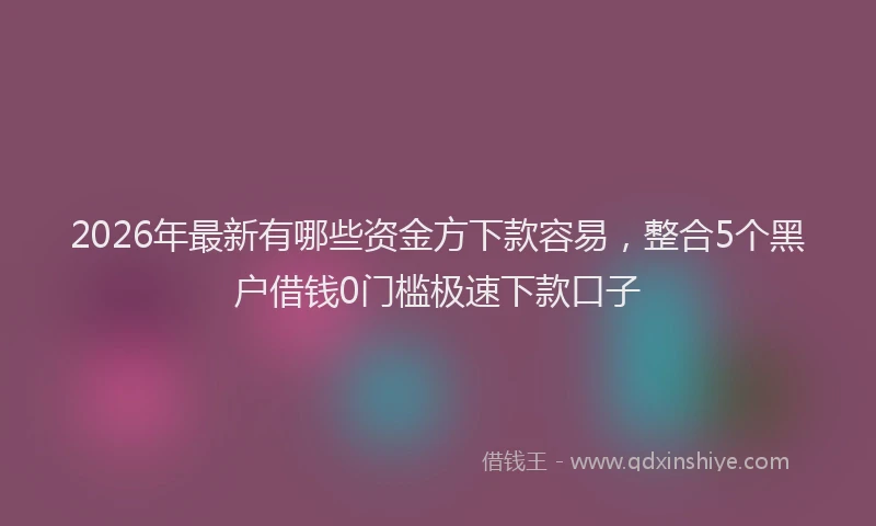 2026年最新有哪些资金方下款容易，整合5个黑户借钱0门槛极速下款口子