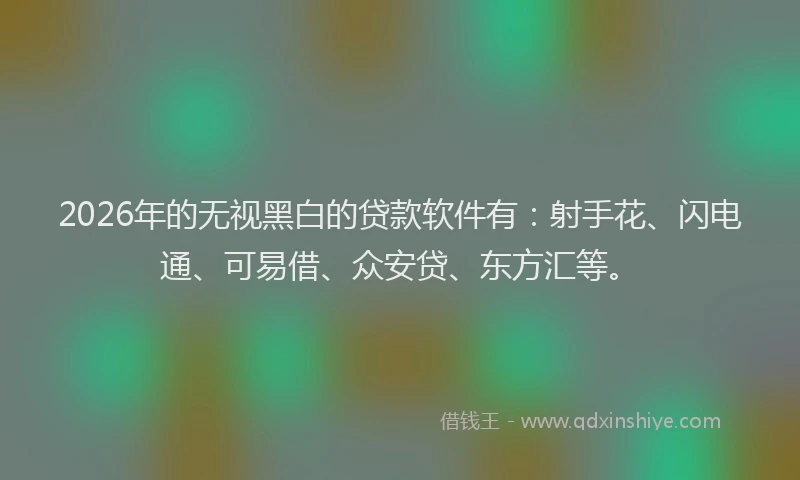 2026年的无视黑白的贷款软件有：射手花、闪电通、可易借、众安贷、东方汇等。