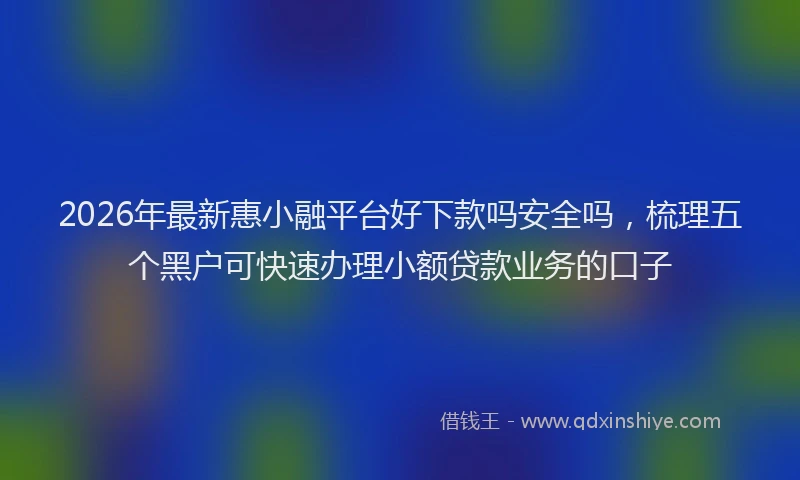 2026年最新惠小融平台好下款吗安全吗，梳理五个黑户可快速办理小额贷款业务的口子