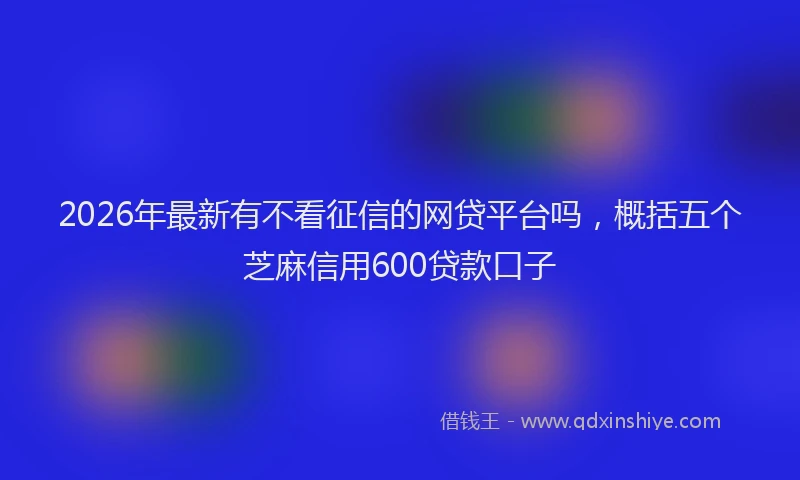 2026年最新有不看征信的网贷平台吗，概括五个芝麻信用600贷款口子