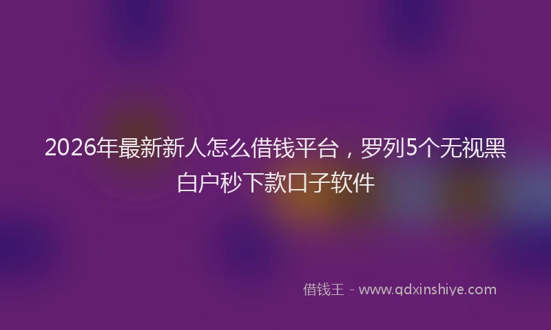 2026年最新新人怎么借钱平台，罗列5个无视黑白户秒下款口子软件