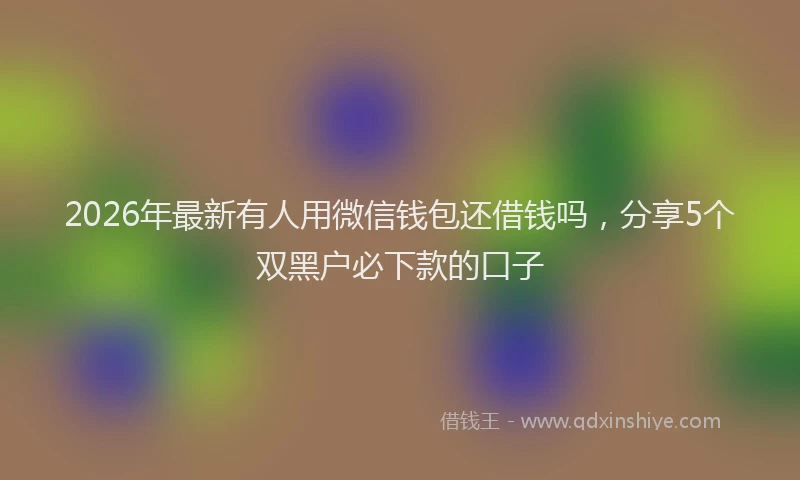 2026年最新有人用微信钱包还借钱吗，分享5个双黑户必下款的口子