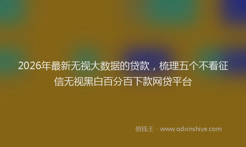 2026年最新无视大数据的贷款，梳理五个不看征信无视黑白百分百下款网贷平台