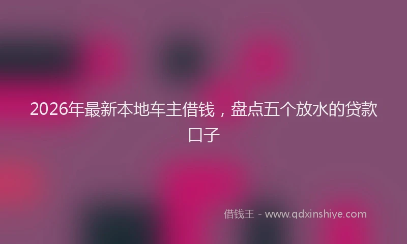 2026年最新本地车主借钱，盘点五个放水的贷款口子