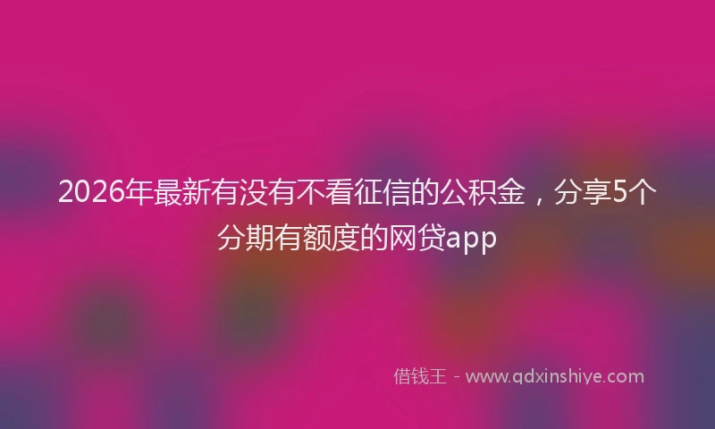 2026年最新有没有不看征信的公积金，分享5个分期有额度的网贷app