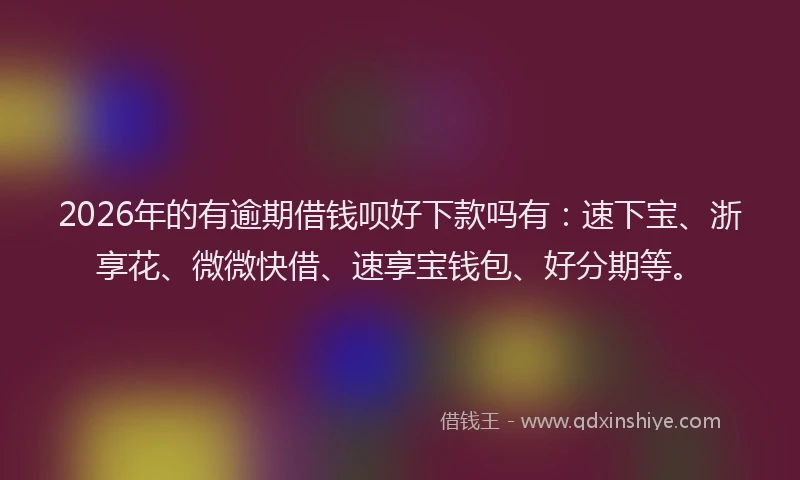 2026年的有逾期借钱呗好下款吗有：速下宝、浙享花、微微快借、速享宝钱包、好分期等。