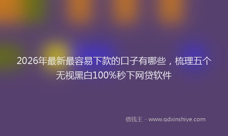 2026年最新最容易下款的口子有哪些，梳理五个无视黑白100%秒下网贷软件