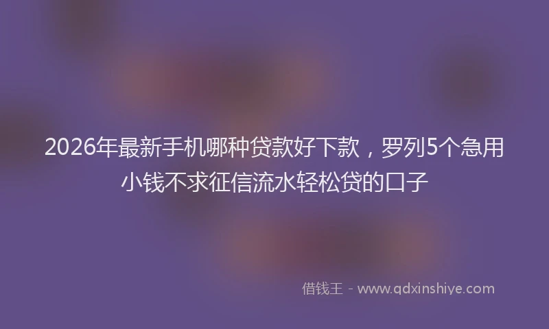 2026年最新手机哪种贷款好下款，罗列5个急用小钱不求征信流水轻松贷的口子