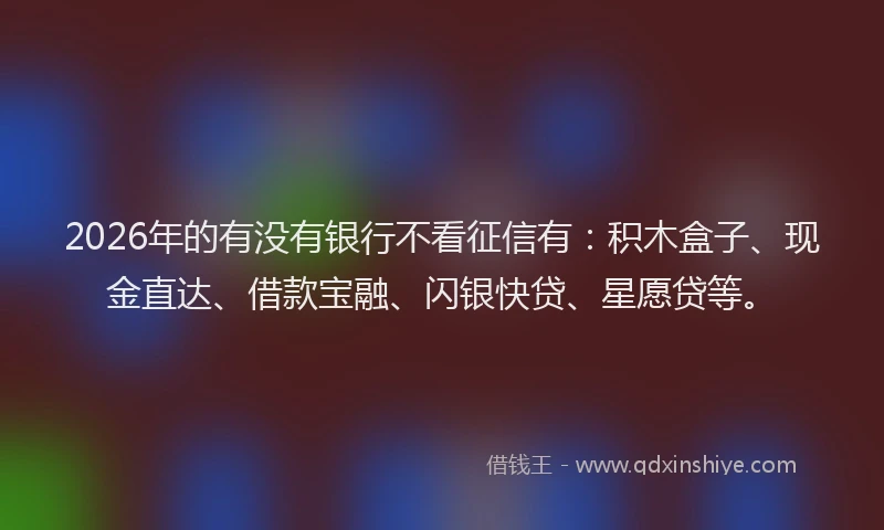 2026年的有没有银行不看征信有：积木盒子、现金直达、借款宝融、闪银快贷、星愿贷等。