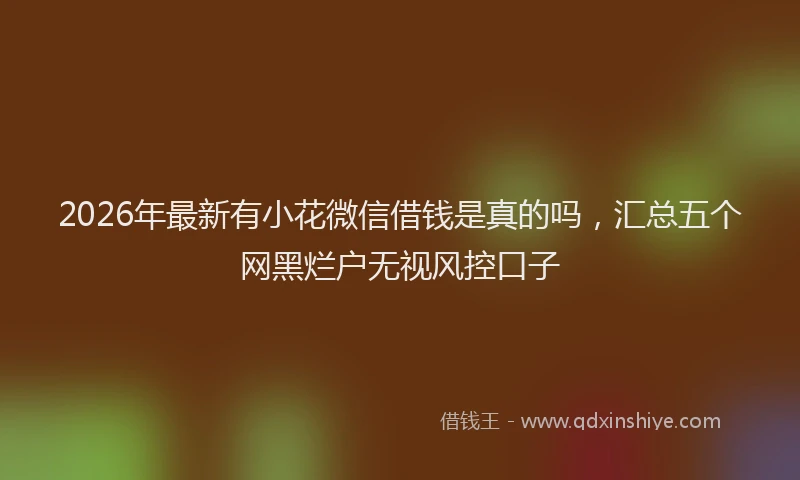2026年最新有小花微信借钱是真的吗，汇总五个网黑烂户无视风控口子
