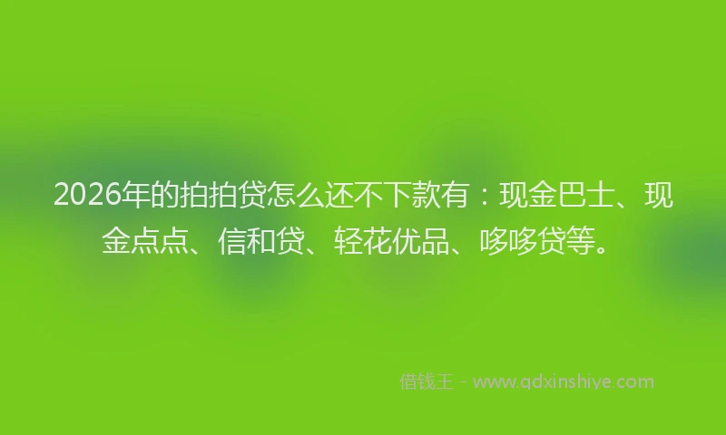 2026年的拍拍贷怎么还不下款有：现金巴士、现金点点、信和贷、轻花优品、哆哆贷等。