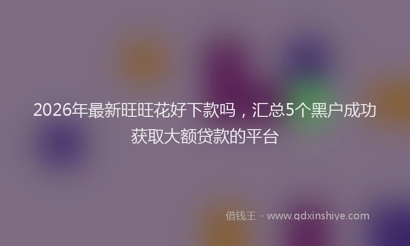 2026年最新旺旺花好下款吗，汇总5个黑户成功获取大额贷款的平台