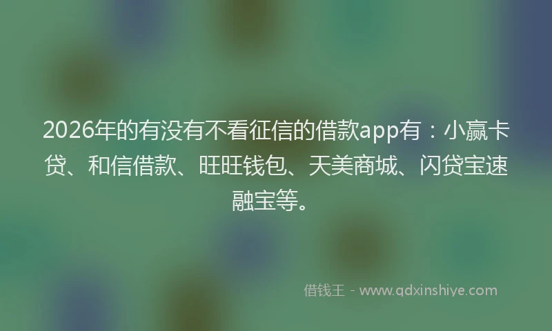 2026年的有没有不看征信的借款app有：小赢卡贷、和信借款、旺旺钱包、天美商城、闪贷宝速融宝等。