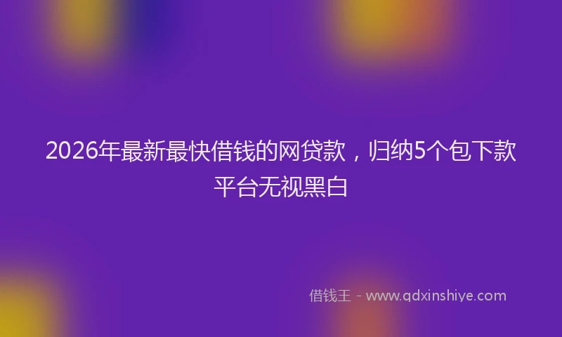 2026年最新最快借钱的网贷款，归纳5个包下款平台无视黑白