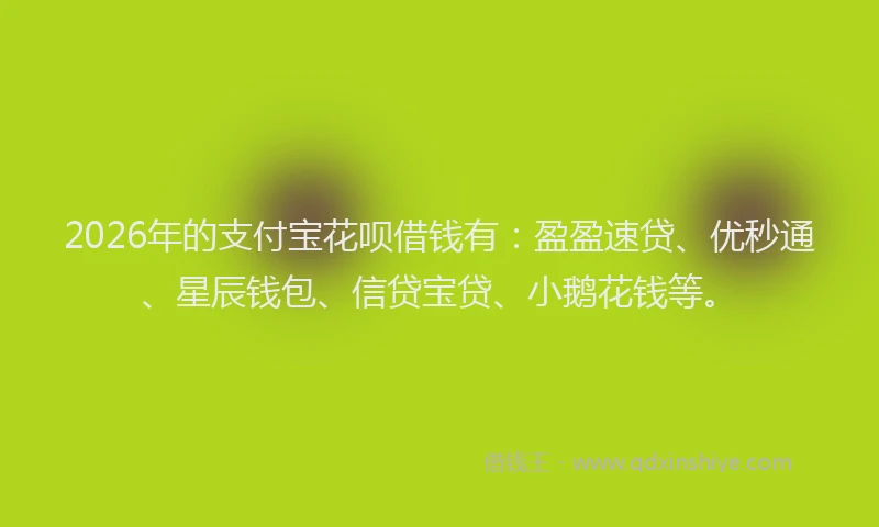2026年的支付宝花呗借钱有：盈盈速贷、优秒通、星辰钱包、信贷宝贷、小鹅花钱等。