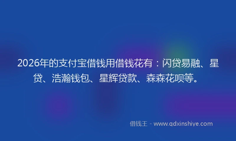 2026年的支付宝借钱用借钱花有：闪贷易融、星贷、浩瀚钱包、星辉贷款、森森花呗等。