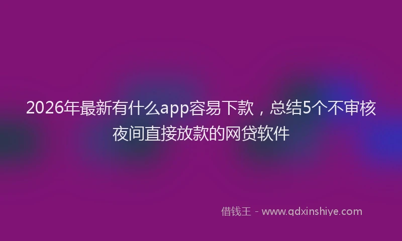 2026年最新有什么app容易下款，总结5个不审核夜间直接放款的网贷软件