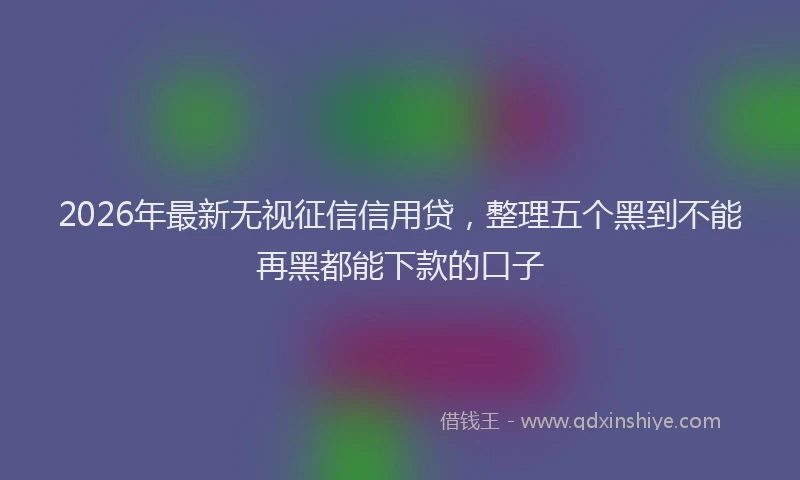 2026年最新无视征信信用贷，整理五个黑到不能再黑都能下款的口子
