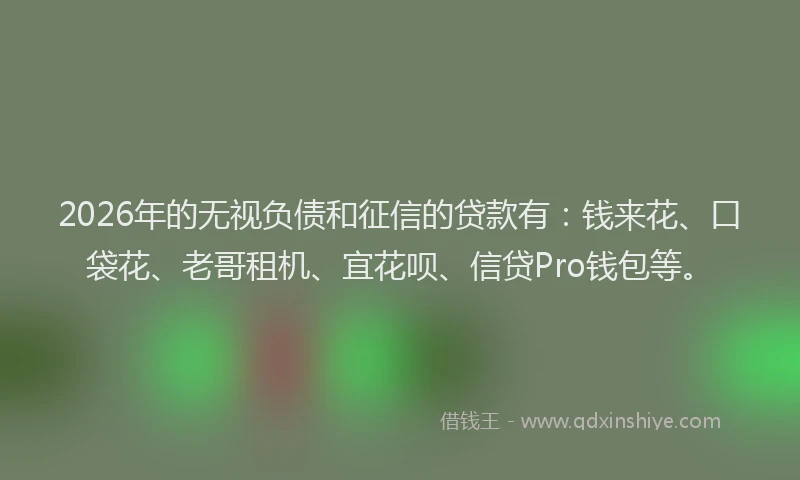 2026年的无视负债和征信的贷款有：钱来花、口袋花、老哥租机、宜花呗、信贷Pro钱包等。