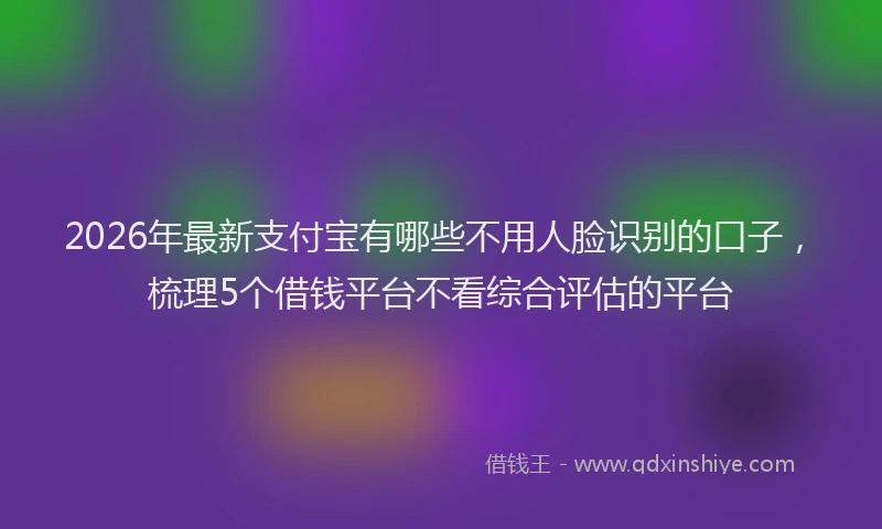 2026年最新支付宝有哪些不用人脸识别的口子，梳理5个借钱平台不看综合评估的平台