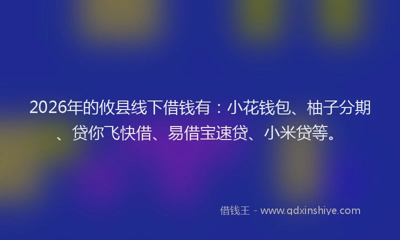 2026年的攸县线下借钱有：小花钱包、柚子分期、贷你飞快借、易借宝速贷、小米贷等。