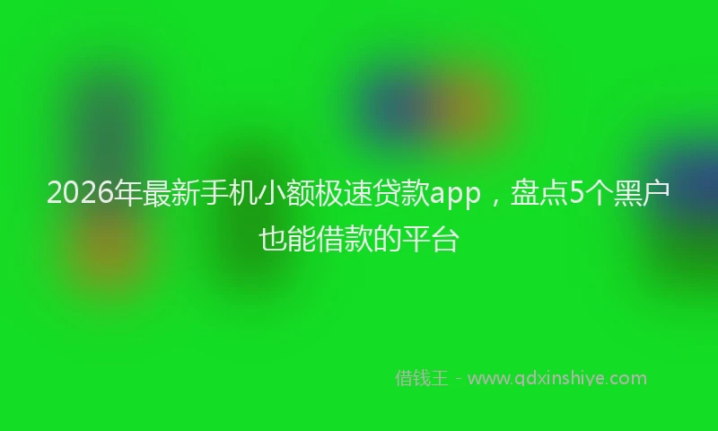 2026年最新手机小额极速贷款app，盘点5个黑户也能借款的平台