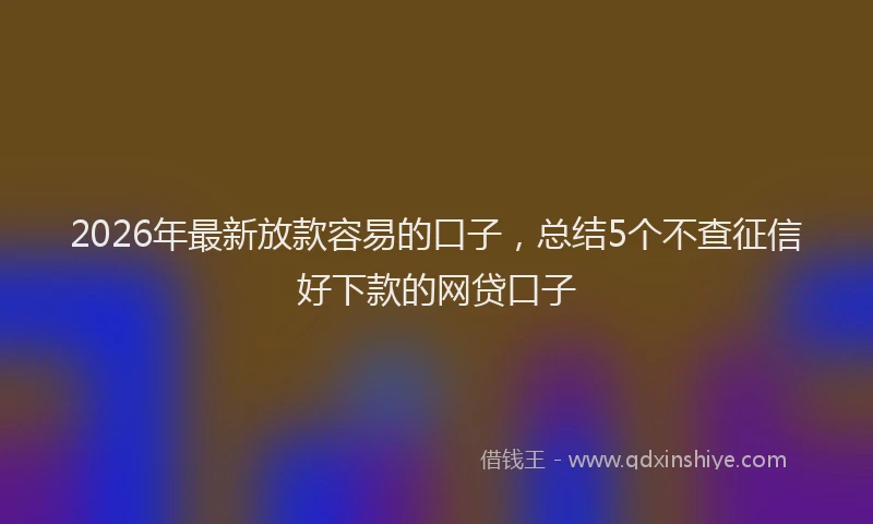 2026年最新放款容易的口子，总结5个不查征信好下款的网贷口子