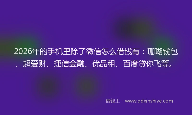 2026年的手机里除了微信怎么借钱有：珊瑚钱包、超爱财、捷信金融、优品租、百度贷你飞等。