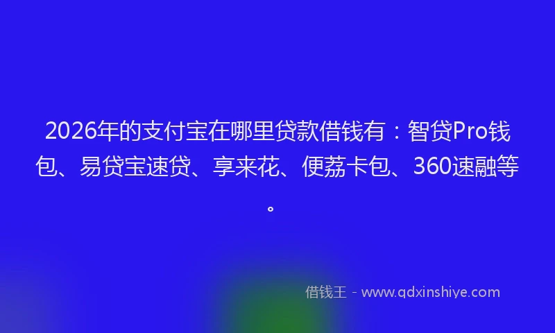 2026年的支付宝在哪里贷款借钱有：智贷Pro钱包、易贷宝速贷、享来花、便荔卡包、360速融等。