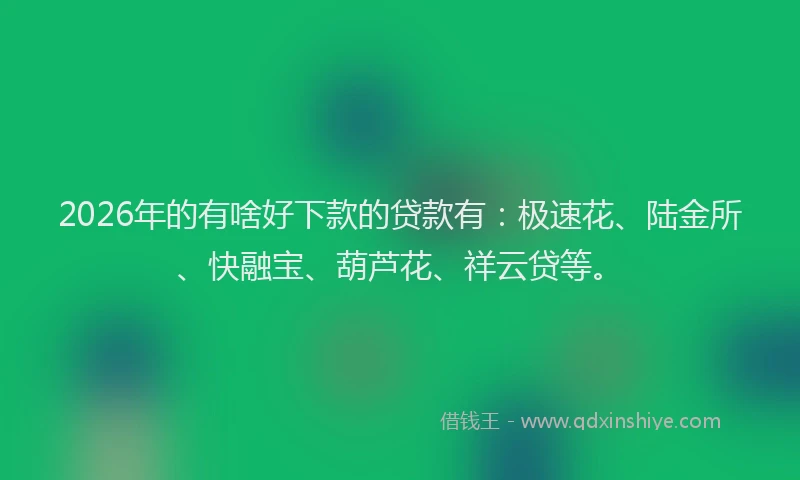 2026年的有啥好下款的贷款有：极速花、陆金所、快融宝、葫芦花、祥云贷等。