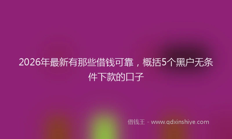 2026年最新有那些借钱可靠，概括5个黑户无条件下款的口子