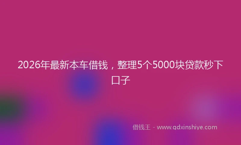 2026年最新本车借钱，整理5个5000块贷款秒下口子