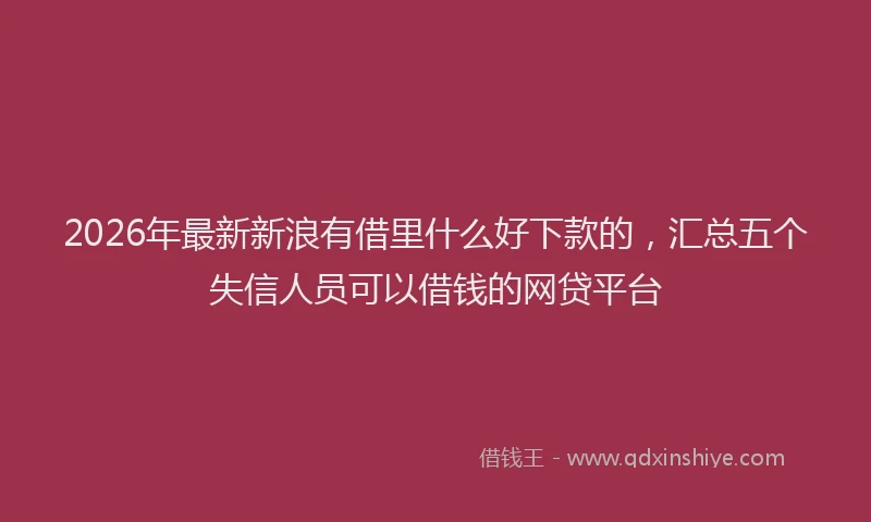 2026年最新新浪有借里什么好下款的，汇总五个失信人员可以借钱的网贷平台