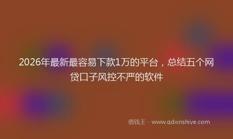 2026年最新最容易下款1万的平台，总结五个网贷口子风控不严的软件