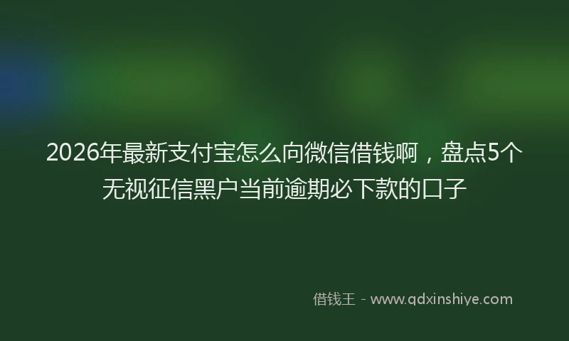 2026年最新支付宝怎么向微信借钱啊，盘点5个无视征信黑户当前逾期必下款的口子