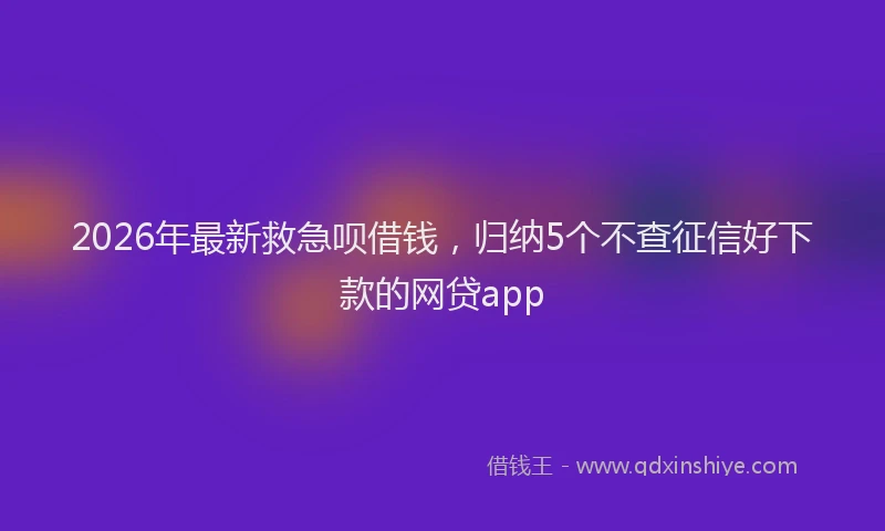 2026年最新救急呗借钱，归纳5个不查征信好下款的网贷app