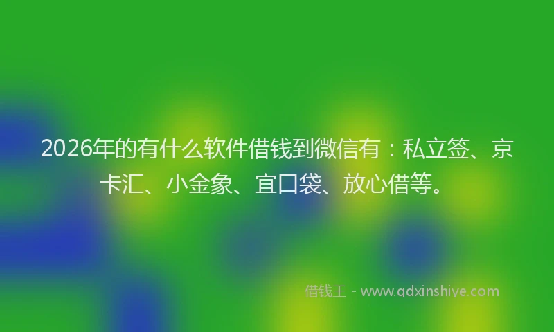 2026年的有什么软件借钱到微信有：私立签、京卡汇、小金象、宜口袋、放心借等。