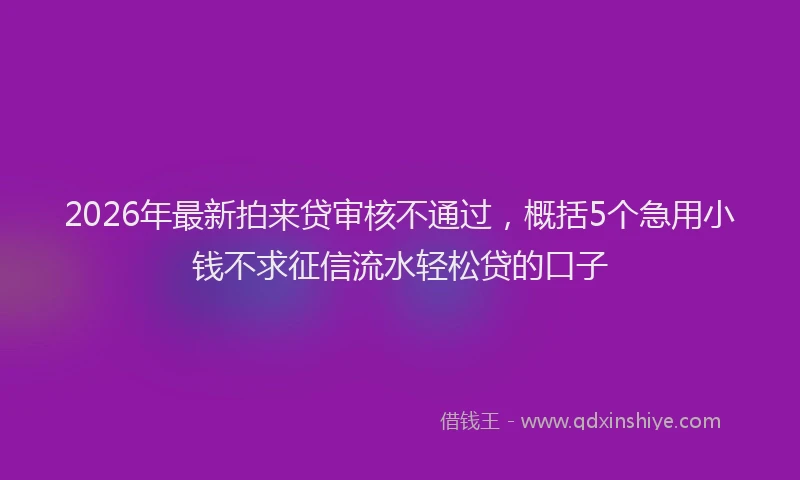 2026年最新拍来贷审核不通过，概括5个急用小钱不求征信流水轻松贷的口子