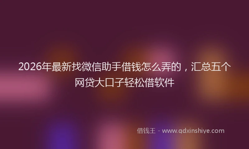 2026年最新找微信助手借钱怎么弄的，汇总五个网贷大口子轻松借软件