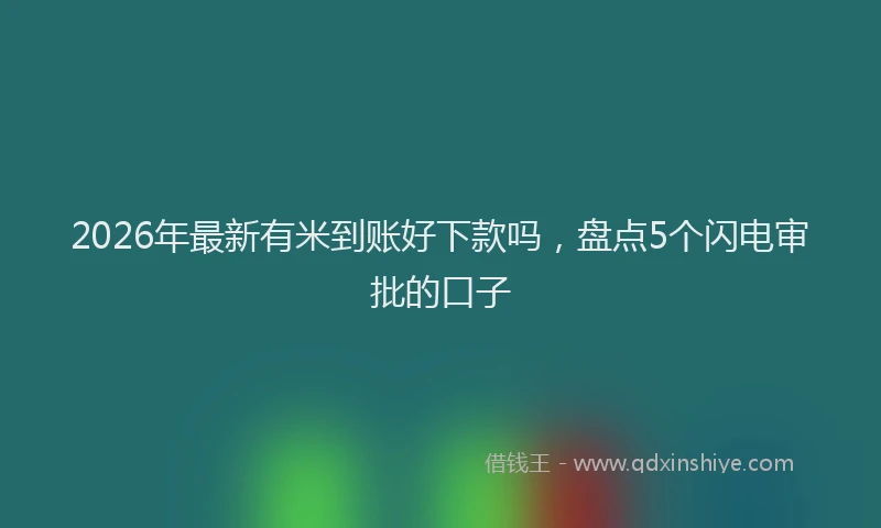 2026年最新有米到账好下款吗，盘点5个闪电审批的口子