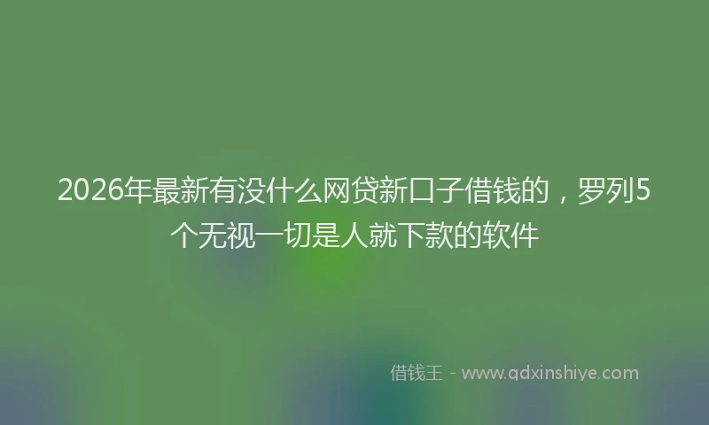 2026年最新有没什么网贷新口子借钱的，罗列5个无视一切是人就下款的软件