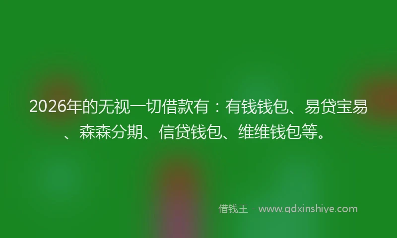 2026年的无视一切借款有：有钱钱包、易贷宝易、森森分期、信贷钱包、维维钱包等。